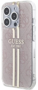Guess IML 4G Gold Stripe case for iPhone 14 Pro Max - pink