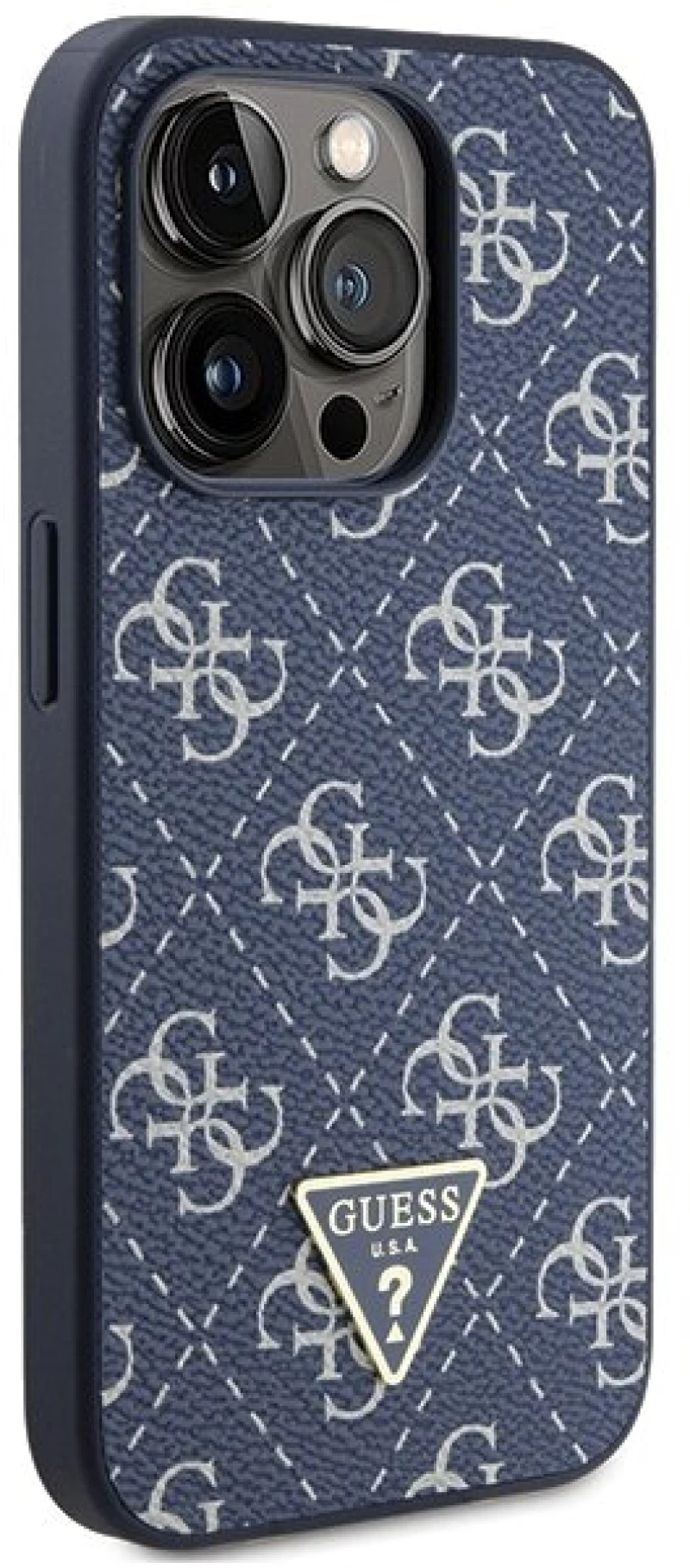 Guess 4G Triangle Metal Logo case for iPhone 15 Pro - blue