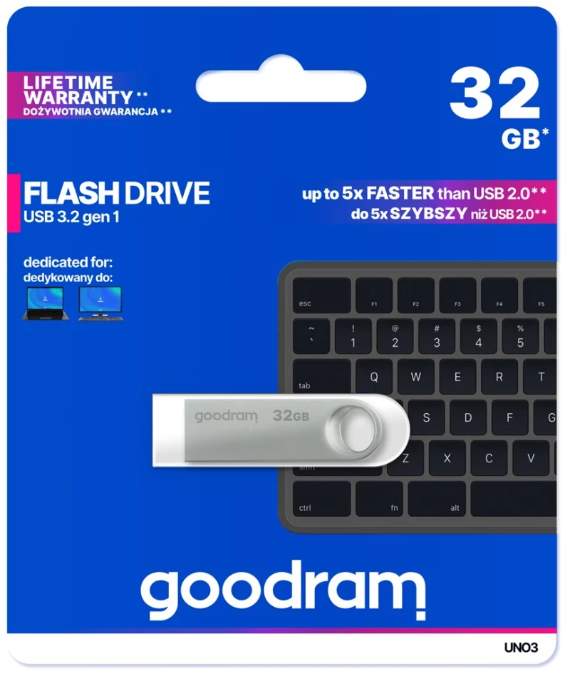 Goodram USB UNO3-0320S0R11 USB flash drive 32 GB USB Type-A 3.2 Gen 1 (3.1 Gen 1) Silver