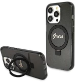 Guess Ring Stand Script Glitter MagSafe case for iPhone 13 Pro / 13 - black