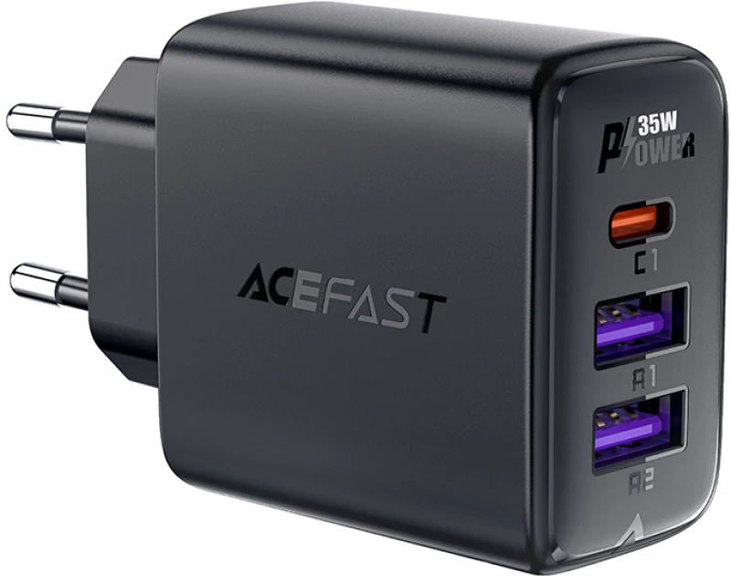 Acefast A57 PD 35W GaN charger 2 x USB-A + USB-C with 3 ports - black