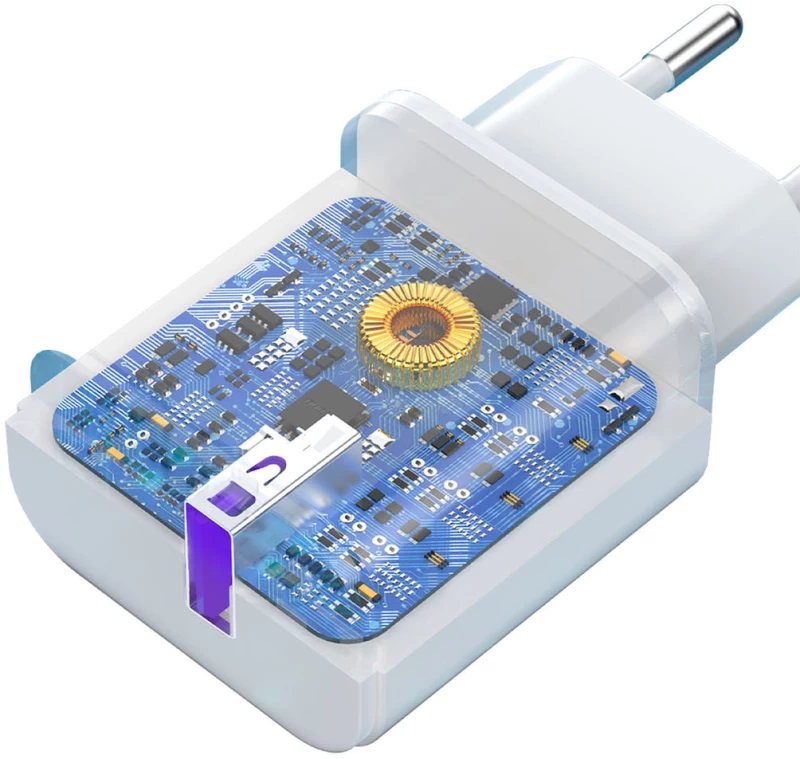 Dudao A20EU USB-A 18W wall charger - white + USB-A - USB-C cable
