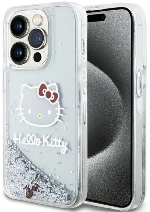 Hello Kitty Liquid Glitter Charms Kitty Head case for iPhone 14 Pro Max - silver