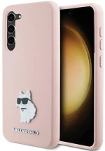 Karl Lagerfeld Silicone Choupette Metal Pin case for Samsung Galaxy S23+ - pink