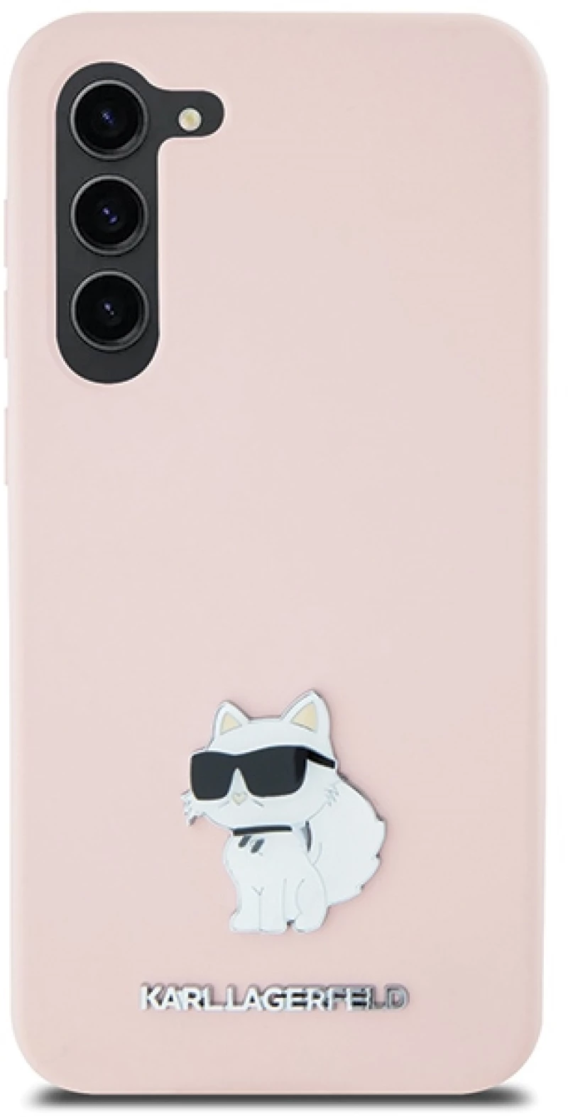 Karl Lagerfeld Silicone Choupette Metal Pin case for Samsung Galaxy S23+ - pink