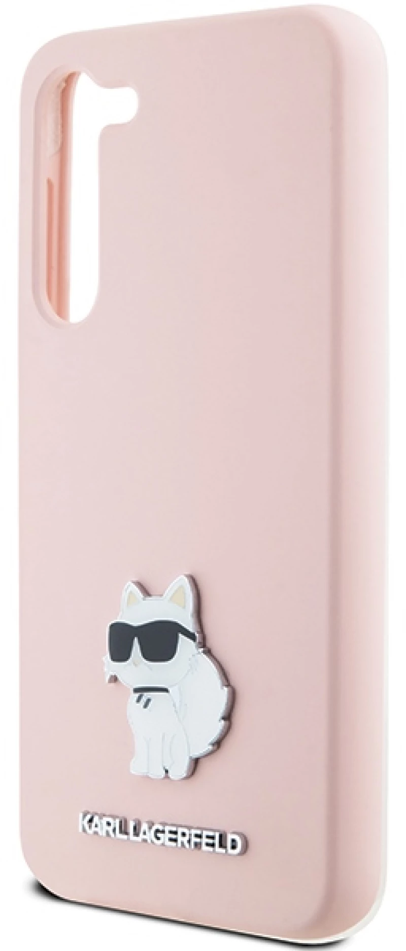 Karl Lagerfeld Silicone Choupette Metal Pin case for Samsung Galaxy S23+ - pink