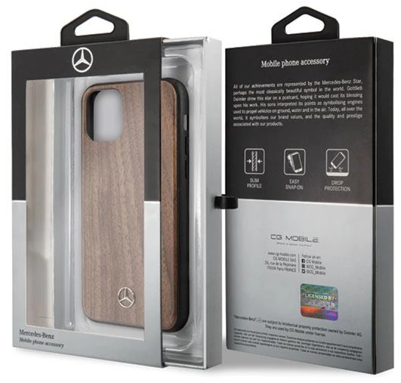 Mercedes MEHCN65VWOLB iPhone 11 Pro Max hard case brązowy/brown Wood Line Walnut