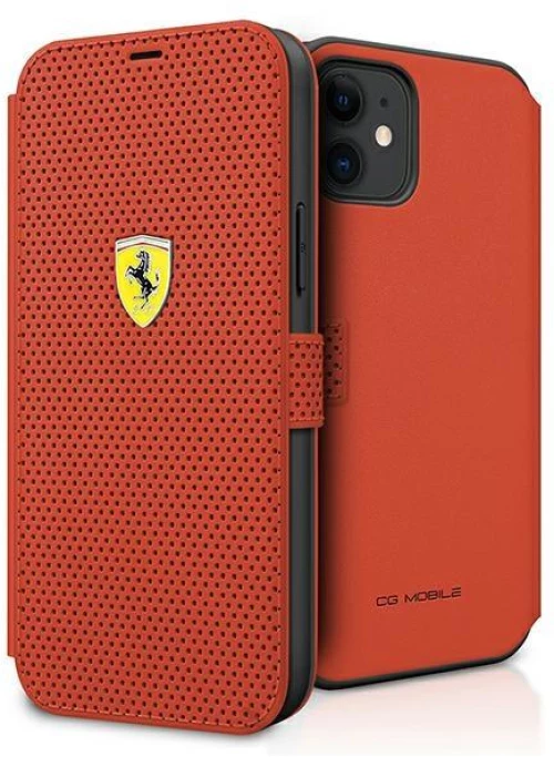 Ferrari FESPEFLBKP12SRE iPhone 12 mini 5,4" red book On Track Perforated