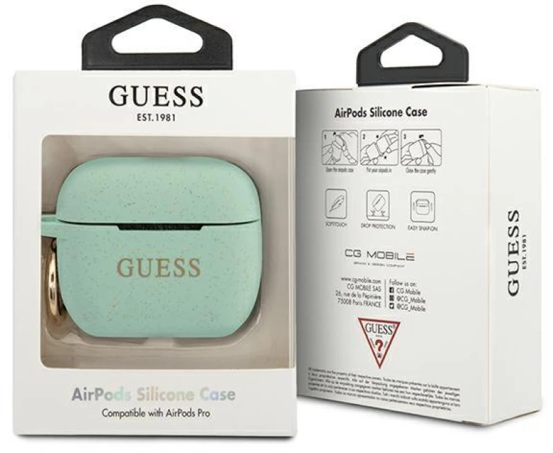 Guess GUACAPSILGLGN AirPods Pro cover green / green Silicone Glitter
