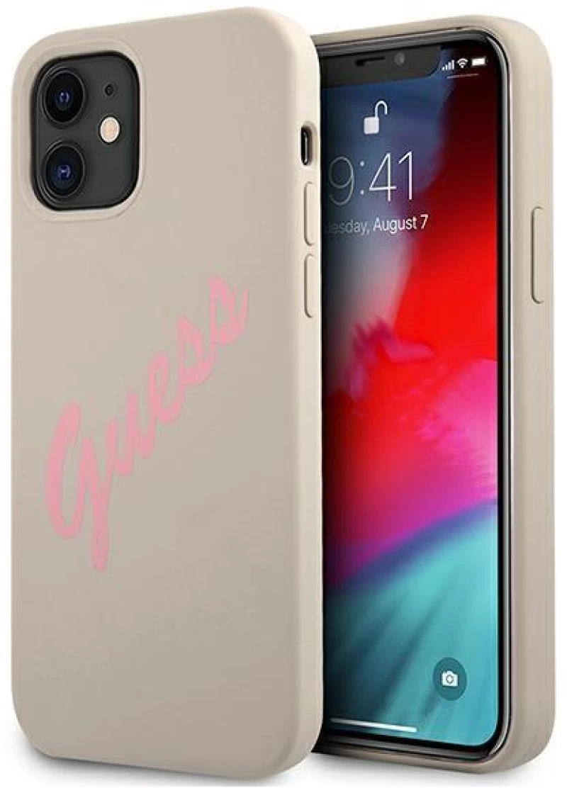 Guess GUHCP12SLSVSGP iPhone 12 mini 5,4 gray pink / gray pink hardcase Silicone Vintage