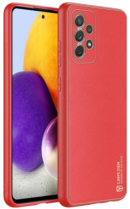 Dux Ducis Yolo elegant case made of soft TPU and PU leather for Samsung Galaxy A72 4G red