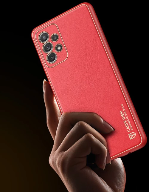 Dux Ducis Yolo elegant case made of soft TPU and PU leather for Samsung Galaxy A72 4G red