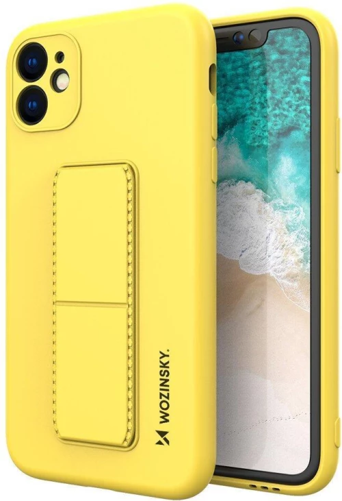 Wozinsky Kickstand Case silicone case with stand for iPhone 12 mini yellow