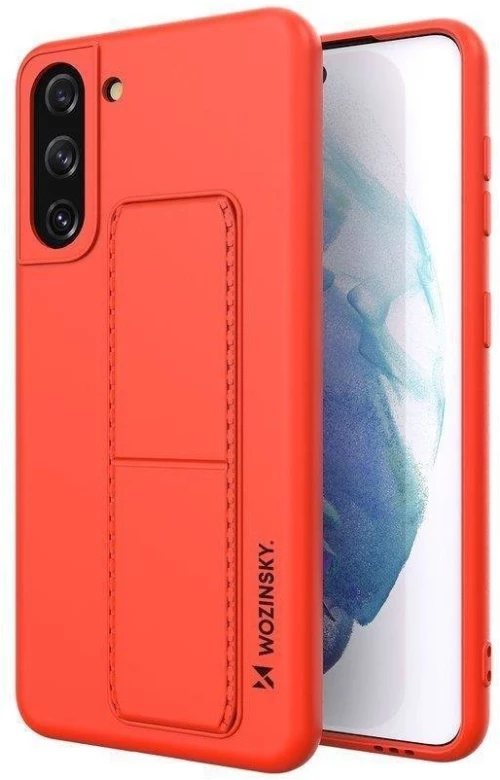 Wozinsky Kickstand Case Silicone Stand Cover for Samsung Galaxy S21 + 5G Red