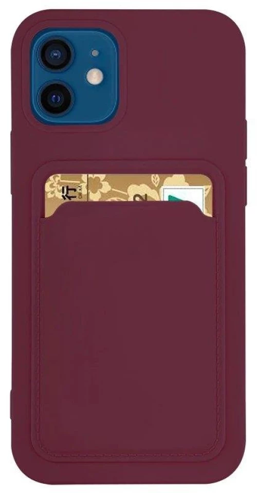 Card Case silicone wallet case with card holder documents for Samsung Galaxy A42 5G burgundy
