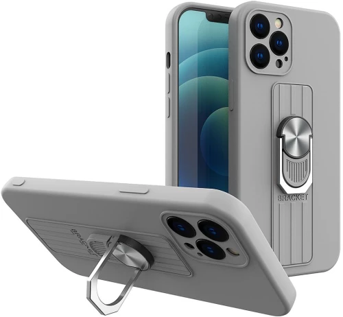 Ring Case silicone case with finger grip and stand for Samsung Galaxy S21 Ultra 5G silver