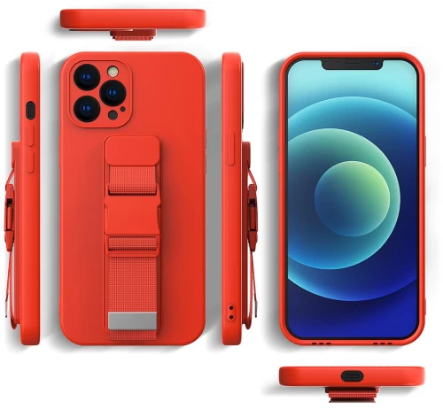 Rope case gel TPU airbag case cover with lanyard for iPhone XR navy blue