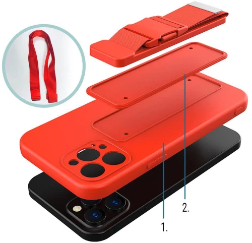 Rope case gel TPU airbag case cover with lanyard for iPhone XR navy blue