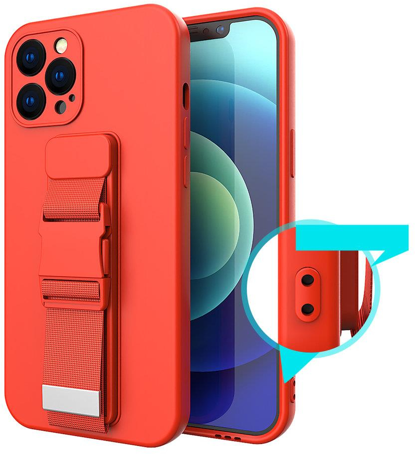 Rope case gel TPU airbag case cover with lanyard for iPhone XR navy blue