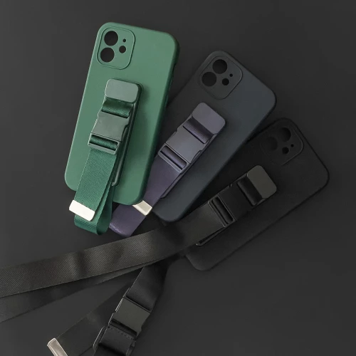 Rope case gel TPU airbag case cover with lanyard for iPhone XR navy blue