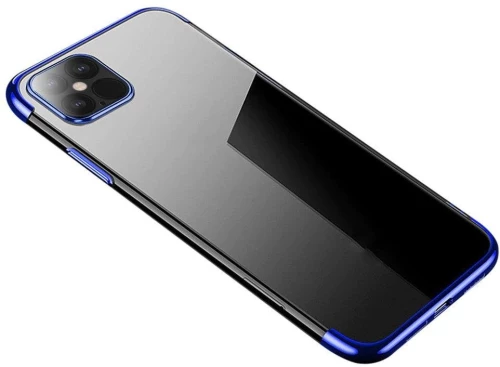 Clear Color Case Gel TPU Electroplating frame Cover for Samsung Galaxy S21 Ultra 5G blue
