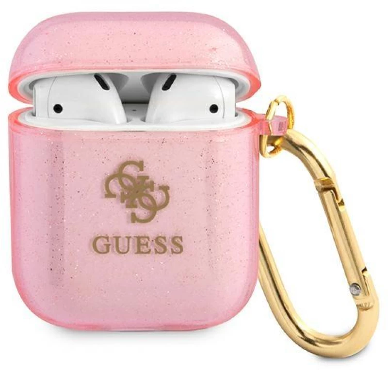 Guess GUA2UCG4GP AirPods cover pink / pink Glitter Collection