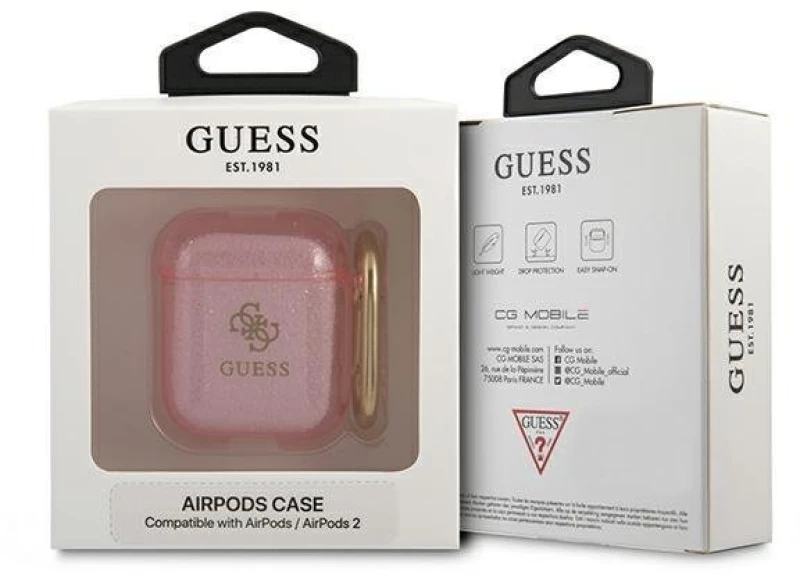 Guess GUA2UCG4GP AirPods cover pink / pink Glitter Collection