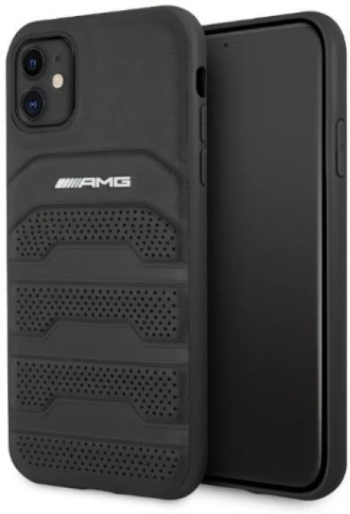 AMG AMHCN61GSEBK iPhone 11 6,1" black hardcase Leather Debossed Lines