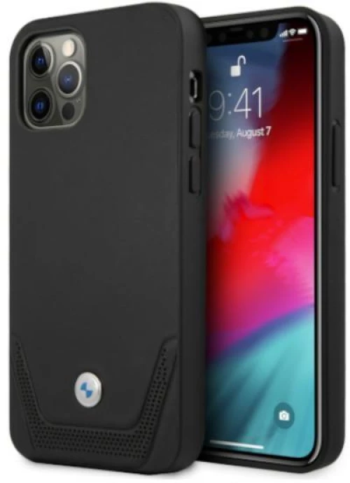 Case BMW BMHCP12LRSWPK iPhone 12 Pro Max 6.7 black / black hardcase Leather Perforate