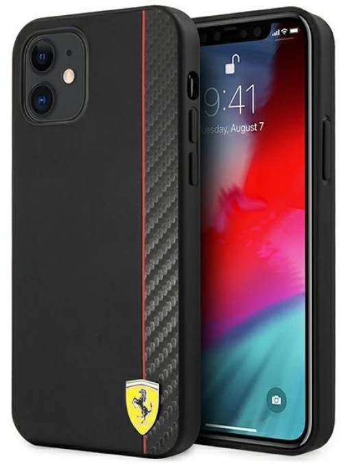 Ferrari FESAXHCP12SBK iPhone 12 mini 5,4" black hardcase On Track Carbon Stripe