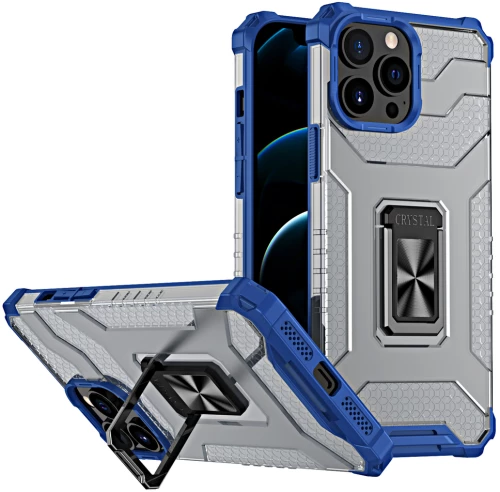 Crystal Ring Case Kickstand Tough Rugged Cover for iPhone 12 Pro blue