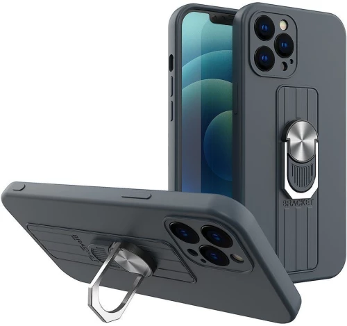 Ring Case silicone case with a finger grip and base for Samsung Galaxy A73 blue