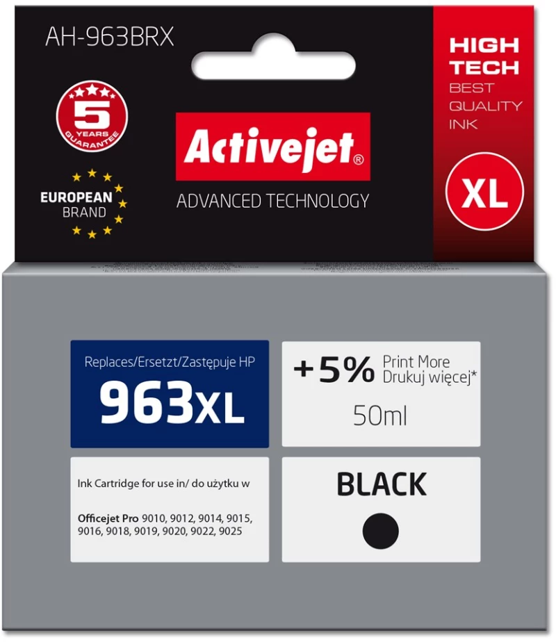 Tusz Activejet AH-963BRX (zamiennik HP 963XL 3JA30AE; Premium; 2100 stron; black)