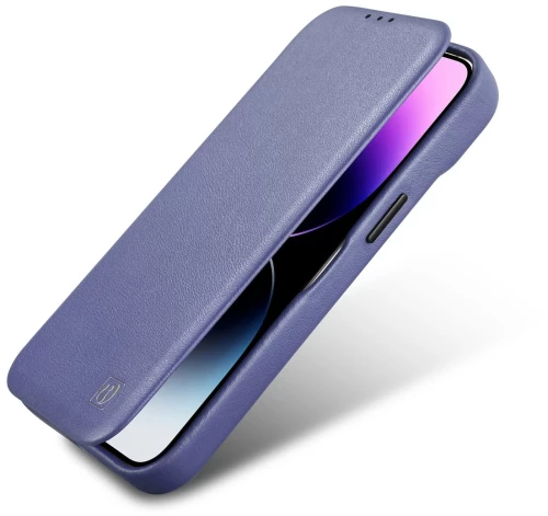 iCarer CE Premium Leather Folio Case iPhone 14 Plus Magnetic Flip Leather Folio Case MagSafe Light Purple (WMI14220715-LP)