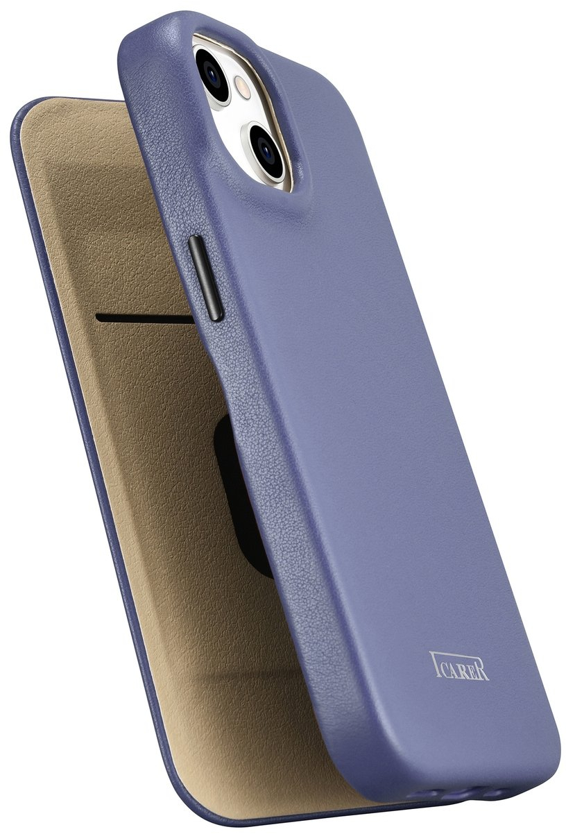 iCarer CE Premium Leather Folio Case iPhone 14 Plus Magnetic Flip Leather Folio Case MagSafe Light Purple (WMI14220715-LP)