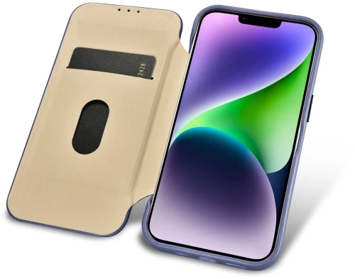 iCarer CE Premium Leather Folio Case iPhone 14 Plus Magnetic Flip Leather Folio Case MagSafe Light Purple (WMI14220715-LP)