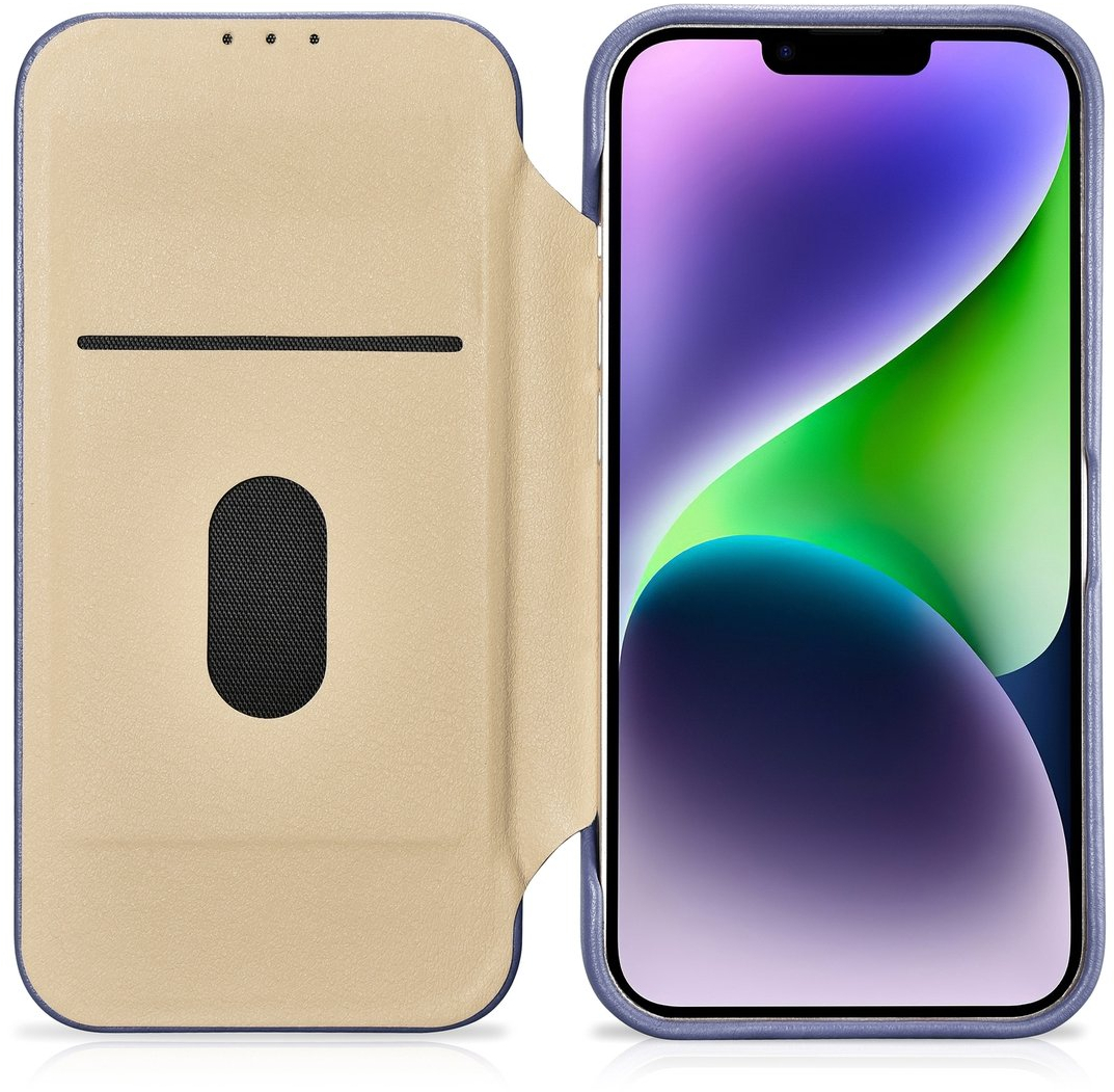 iCarer CE Premium Leather Folio Case iPhone 14 Plus Magnetic Flip Leather Folio Case MagSafe Light Purple (WMI14220715-LP)