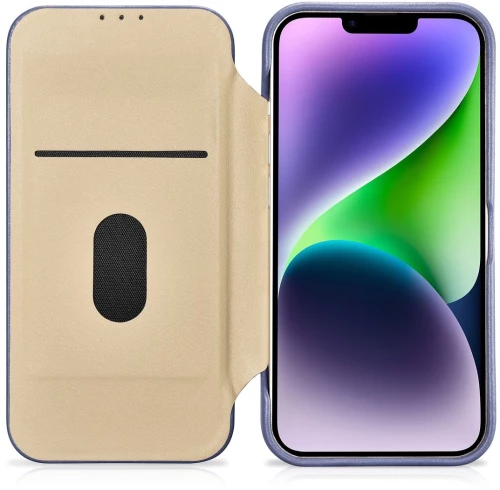iCarer CE Premium Leather Folio Case iPhone 14 Plus Magnetic Flip Leather Folio Case MagSafe Light Purple (WMI14220715-LP)