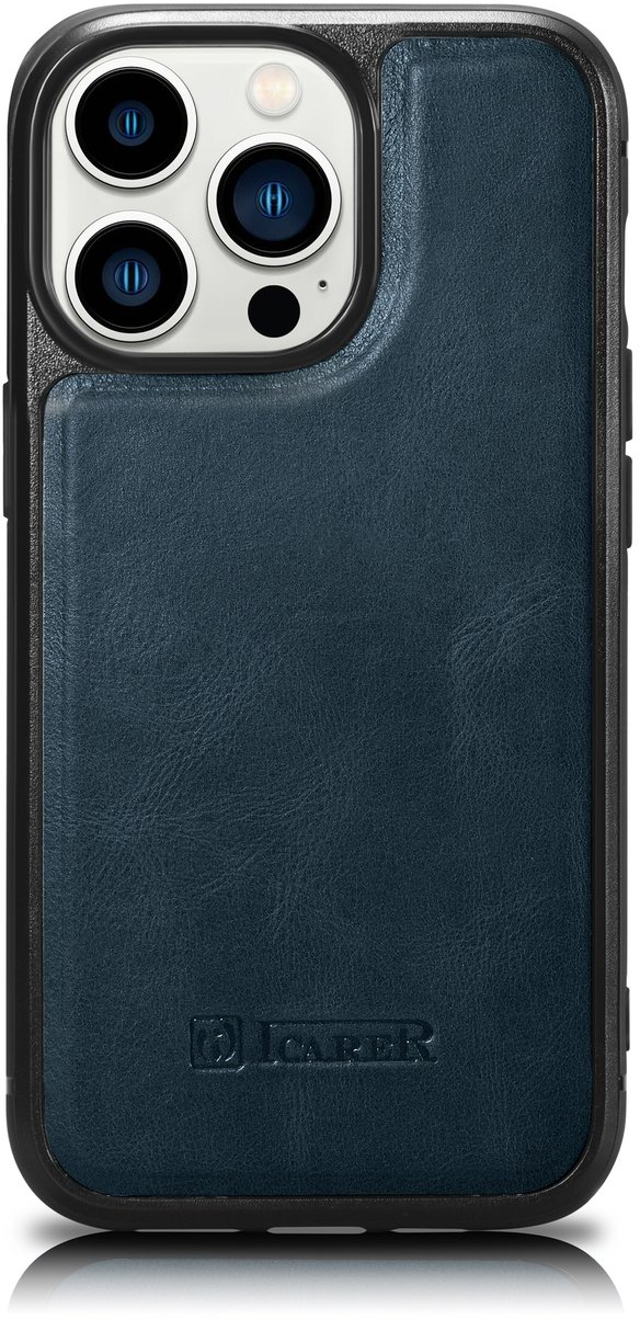 iCarer Leather Oil Wax Genuine Leather Case for iPhone 14 Pro (MagSafe Compatible) blue (WMI14220718-BU)
