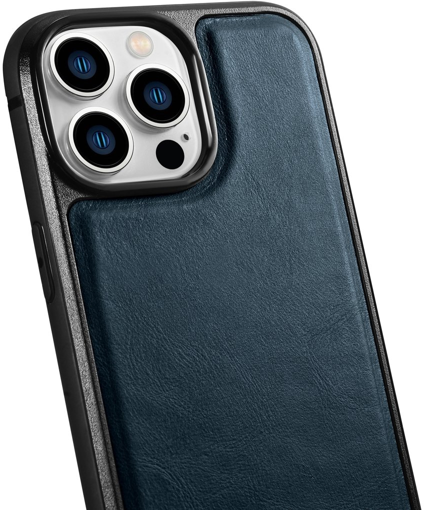 iCarer Leather Oil Wax Genuine Leather Case for iPhone 14 Pro (MagSafe Compatible) blue (WMI14220718-BU)