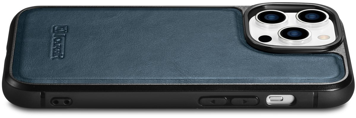 iCarer Leather Oil Wax Genuine Leather Case for iPhone 14 Pro (MagSafe Compatible) blue (WMI14220718-BU)