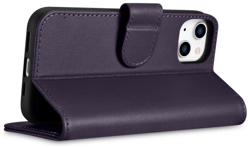 iCarer Wallet Case 2in1 Cover iPhone 14 Pro Anti-RFID Leather Flip Case Dark Purple (WMI14220726-DP)