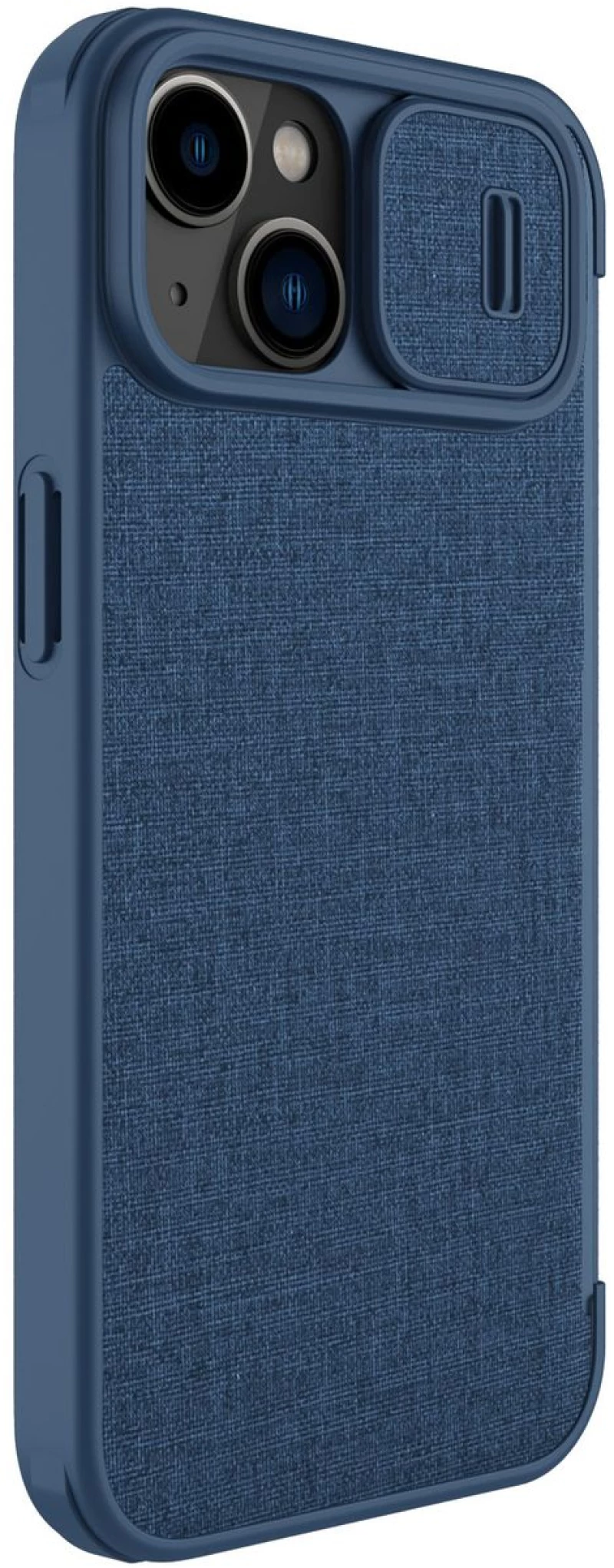 Nillkin Qin Cloth Pro Case Case For iPhone 14 Plus Camera Protector Holster Cover Flip Case Blue