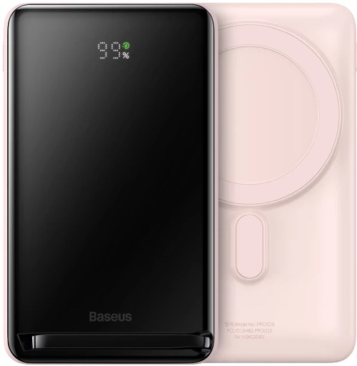 Baseus Magnetic Bracket Power Bank with MagSafe Wireless Charging 10000mAh 20W Overseas Edition Pink (PPCX000204) + USB Type C Baseus Xiaobai Series 60W 0.5m