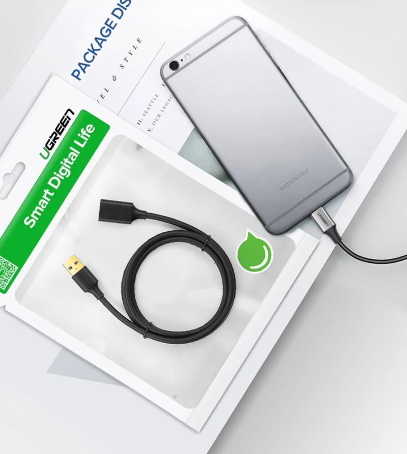 Ugreen cable cord extension adapter USB 3.0 (female) - USB 3.0 (male) 2 m black (US129 10373)