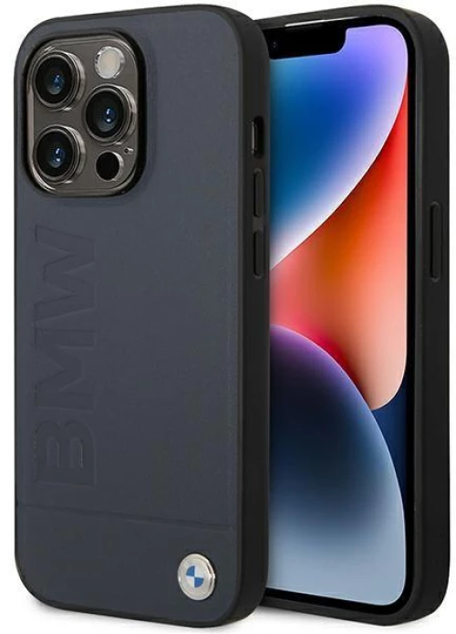 Case BMW BMHMP14LSLLNA iPhone 14 Pro 6.1" navy/navy hardcase Leather Hot Stamp MagSafe