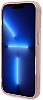 Guess GUHMP14XHTCMP iPhone 14 Pro Max 6.7" pink/pink hard case Gold Outline Translucent MagSafe