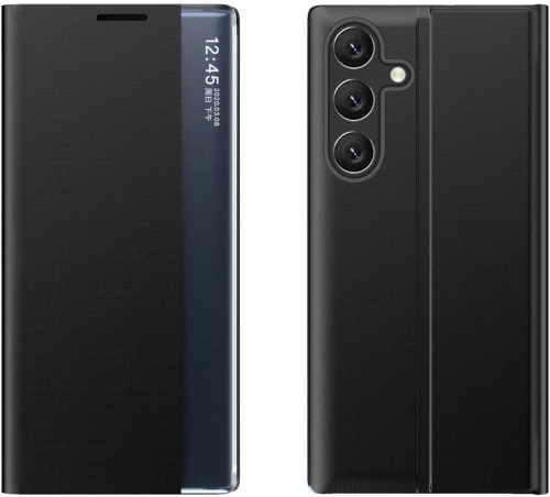 New Sleep Case for Samsung Galaxy A24 4G cover with flip stand black