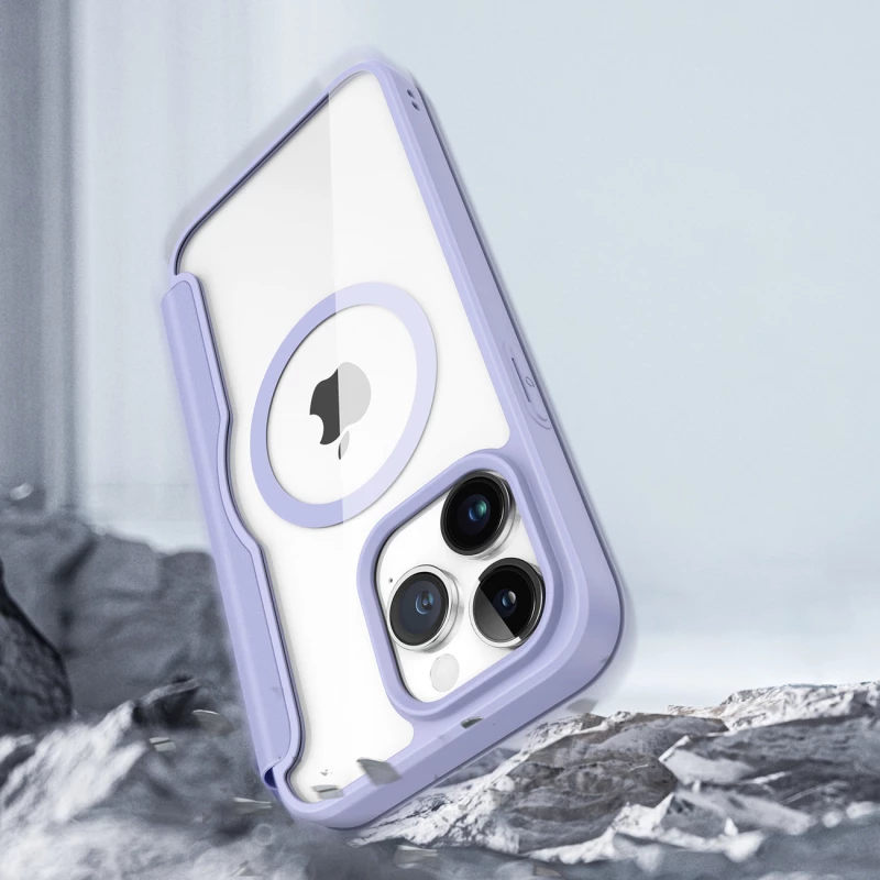 iPhone 15 Pro Magnetic MagSafe Flip Case Dux Ducis Skin X Pro - Purple