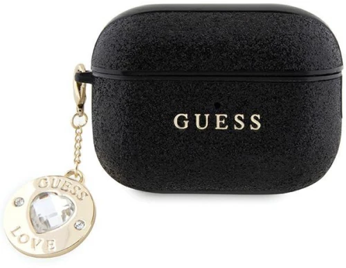 Guess GUAP2PGEHCDK case for AirPods Pro 2 cover - black Fixed Glitter Heart Diamond Charm